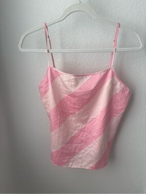 Victoria's Secret Pink Diagonal Stripe Satin Cami